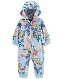 MACACAO FLEECE FLORAL/AZUL COM CAPUZ - CARTER'S