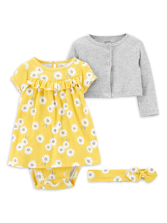 VESTIDO MARGARIDA CARDIGAN CINZA E TIARA - CHILD OF MINE