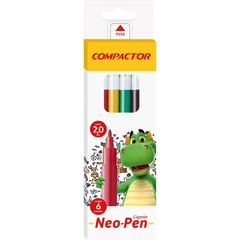 Caneta Hidrográfica Neo-Pen Gigante 06Cores 5Jogos Compactor