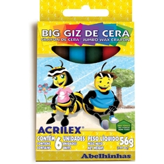 Giz de Cera Gizão 06 Cores Big Giz 56g 12un - Acrilex