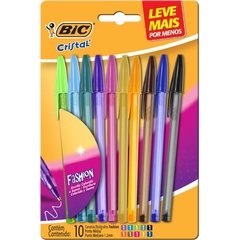 Caneta Esferográfica Cristal Fashion Dura c/10cores - Bic