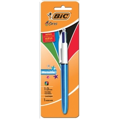 Caneta esferografica Bic 4 Cores Metallic Corpo Azul - Bic - comprar online