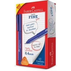 Caneta Ponta Porosa Fine Pen 0,4mm Ultra Fina Azul 12u Faber