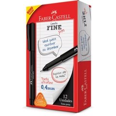 Caneta Ponta Porosa Fine Pen 0,4mm UltraFina Preta 12U Faber