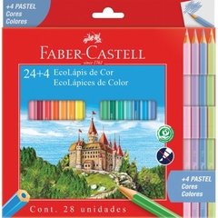 Lápis de Cor Sextavado EcoLápis 24 cores+4 cor pastel Faber