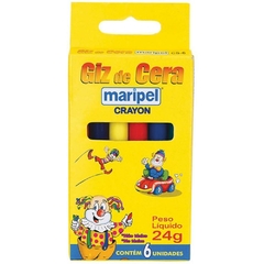 Giz de Cera Fino 7x80mm 06 Cores - Maripel