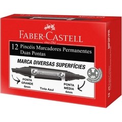 Pincel Marcador Permanente Duas Pontas Preto - Faber-Castell