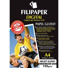 Papel Fotográfico Inkjet A4 Glossy 50 folhas - Filiperson