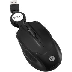 Mouse Mini Óptico USB Brasil 800cpi Retrátil Preto - Bright