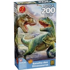 Quebra-Cabeça Cartonado Batalha Dos Dinossauros c/200 peças - Grow