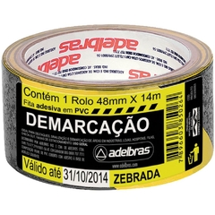 Fita Demarcação de Solo Pvc Amarela/Preta 48mmx14m Adelbras