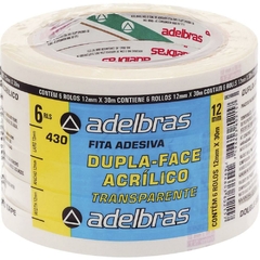 Fita Dupla Face Polipropileno 12mmx30m 6un - Adelbras