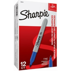 Pincel Marcador Permanente Sharpie Fino Azul 12un Paper Mate