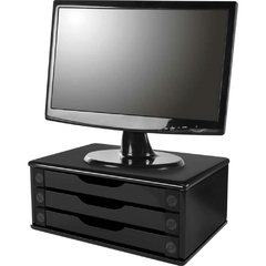 Suporte para Monitor 3 gavetas MDF 39x26x16cm Black Piano - comprar online