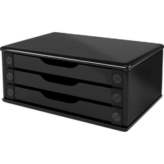 Suporte para Monitor 3 gavetas MDF 39x26x16cm Black Piano