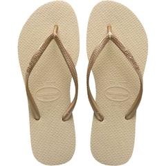 Chinelo Feminino Slim 37/8 Areia/Dourado - Havaianas