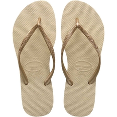 Chinelo Feminino Slim 39/0 Areia/Dourado - Havaianas