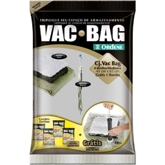 Saco p/Armazenagem Vac Bag 4 Médios+Bomba 45x65cm - Ordene