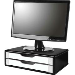 Suporte para Monitor 2 Gavetas 39x26x 12 Mdf Preto Branco - comprar online