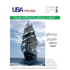 Papel Fotográfico Inkjet A4 Glossy Adesivo 80g 10fls