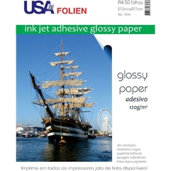 Papel Fotográfico Inkjet A4 Glossy Adesivo 120g 50fls