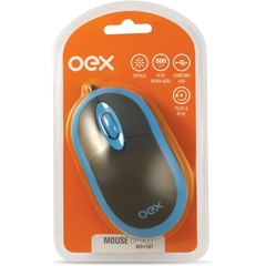 Mouse Ótico USB 1000dpi Preto/Azul - Newex - comprar online