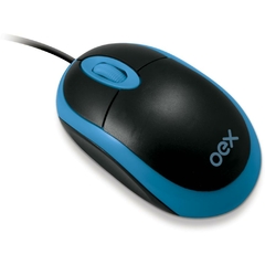 Mouse Ótico USB 1000dpi Preto/Azul - Newex