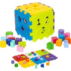 Brinquedo Educativo Cubo Didático c/Blocos - Merco Toys - Riscom - Comércio Online