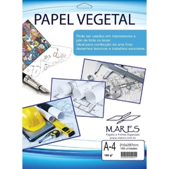 Papel Vegetal A4 180g. 210x297mm 100unid - Mares