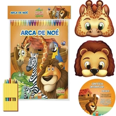 Livro infantil p/Colorir Super Kit Arca de Noé c/Giz