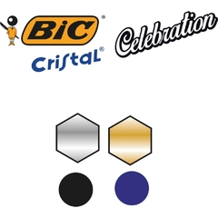 Caneta Esferográfica Cristal Celebration Prata/Dourada - Bic - Riscom - Comércio Online