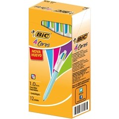 Caneta Esfer. Bic 4 Cores Refresh Corpo Azul 12 Unid Bic