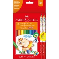 Lápis de Cor Jumbo Ecolápis 12cores Longo+2 Preto 06 Unid - Faber-Castell