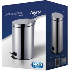 Lixeira Ágata Inox com pedal 3L - Mor - Riscom - Comércio Online