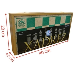 Jogo de Xadrez Oficial Caixa Madeira 40cm - Pais E Filhos - Riscom - Comércio Online