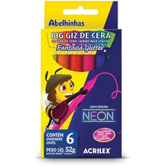 Giz de Cera Big Giz Neon Glitter 52g 6Cores 6unid - Acrilex