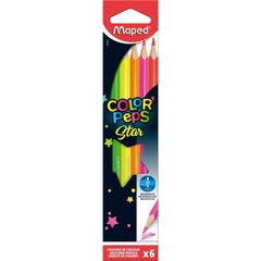 Lápis de Cor Triangular Peps Fluo 6cores 6estojos - Maped