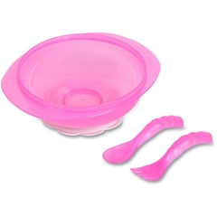 Kit Alimentação Prato+Talher c/Ventosa Rosa - Babygo