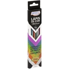 Lápis de Cor Sextavado 6 Cores Metálicas P/Papel Escuro - Brw