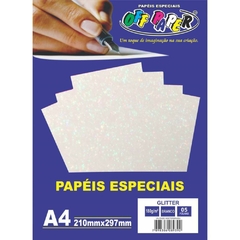 Papel A4 Glitter Branco 180g. 05 folhas - Off Paper