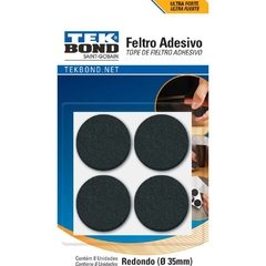 Feltro Adesivo Redondo 3,5 cm Preto - Tekbond