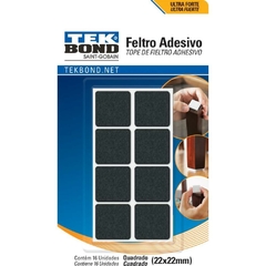 Feltro Adesivo Quadrado P 2,2x2,2 cm - Tekbond