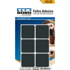 Feltro Adesivo Quadrado Preto 3 cm x 3 cm - Tekbond