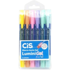 Caneta Marca Texto Cis Lumini Gel Pastel 6cores - Sertic