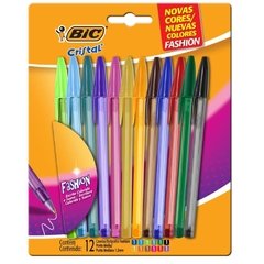 Caneta Esferográfica Cristal Fashion Dura+ 12cores - Bic