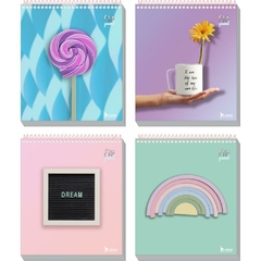 Caderno 1x1 Capa Dura Flip Pastel 80fls 4un - Tamoio