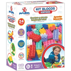 Brinquedo p/Montar Kit Blocos 24pçs Sortidos - Merco Toys