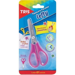 Tesoura Escolar Tris Lefty P/Canhoto 13cm 12un - Summit