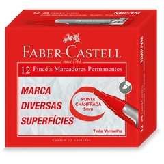 Pincel Marcador Permanente Vermelho 12un - Faber-Castell