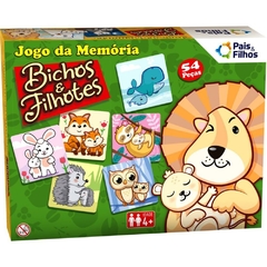 Jogo da Memória Bichos e Filhotes 54 Peças - Pais E Filhos